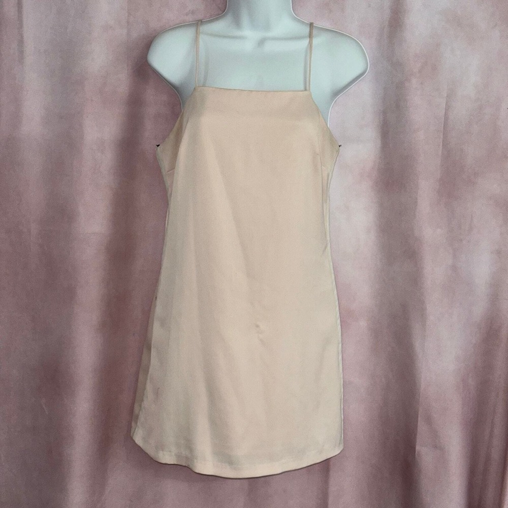 Forever 21 Blush Pink Square Neck Mini Dress Side Stripe Spaghetti Strap Small